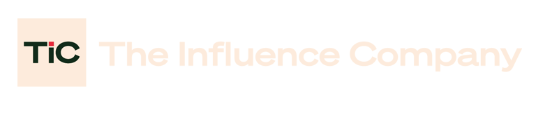 a logo of the influence company with light text.